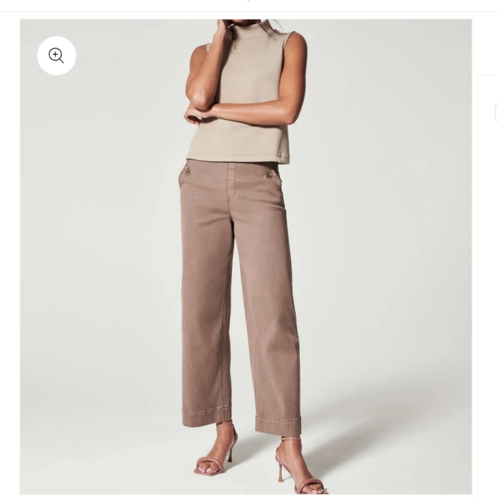 Spanx Women's Stretch Twill Cropped Wide Leg  Pant Size XSmall